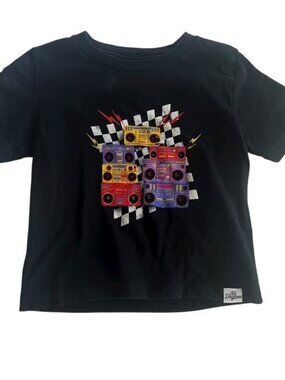 Kid Dangerous Black Boombox Tee Size 2